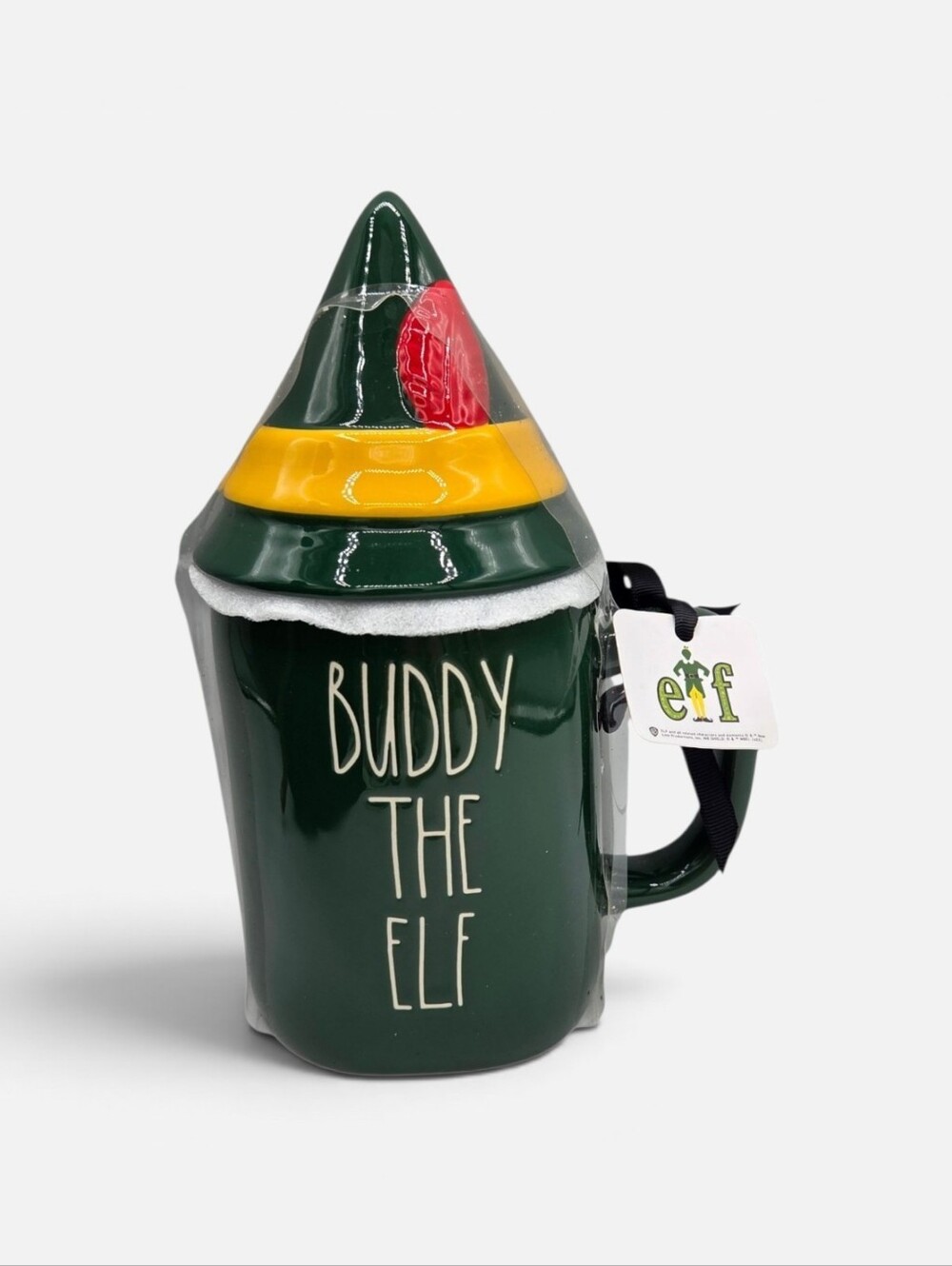 Rae Dunn "BUDDY THE ELF" Green Mug With Hat Topper Lid Mug New Christmas Gift